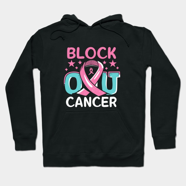 Block Out Cancer Volleyball Breast Cancer Awareness Hoodie by Artmoo